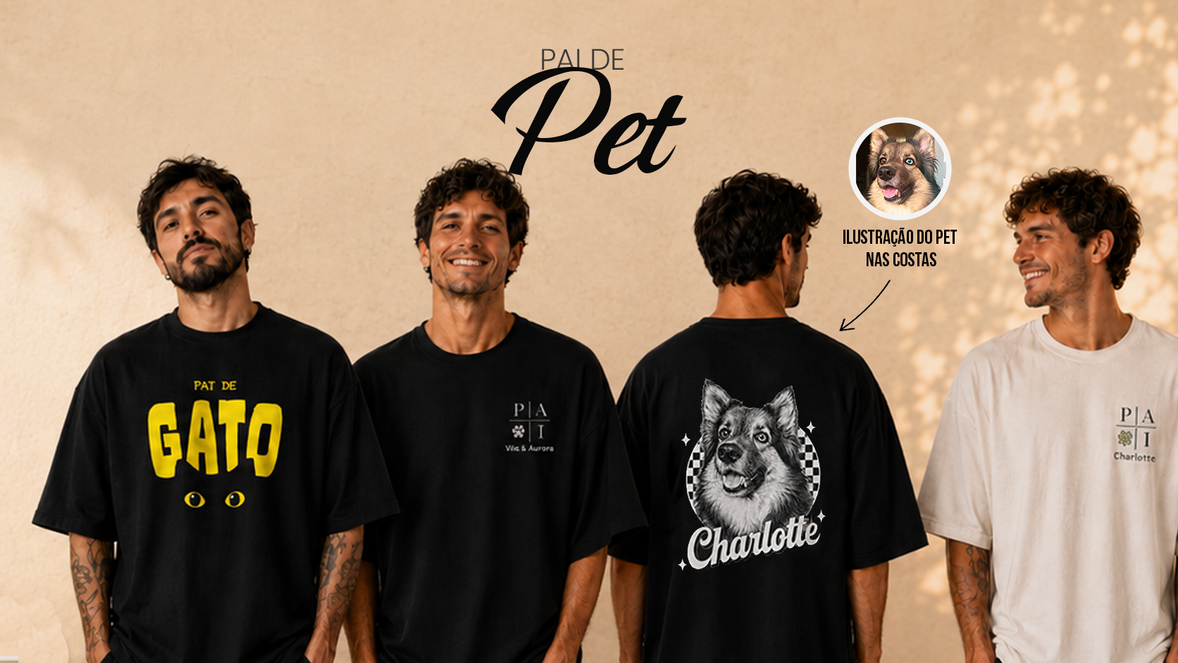 Modelos com camisas Pai de Pet da Crush Club